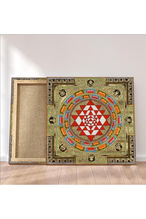 Sri Yantra Yaşam Çiçeği Temalı Kanvas Tablo Bolluk Bereket Şans Doğurganlık