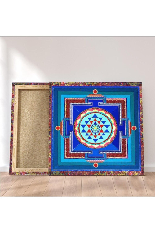 Sri Yantra Yaşam Çiçeği Temalı Kanvas Tablo Bolluk Bereket Şans Doğurganlık