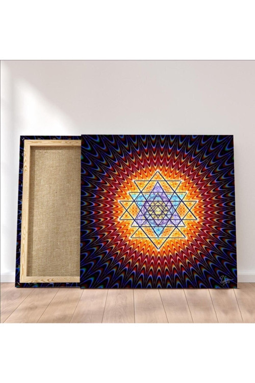 Sri Yantra Yaşam Çiçeği Temalı Kanvas Tablo Bolluk Bereket Şans Doğurganlık