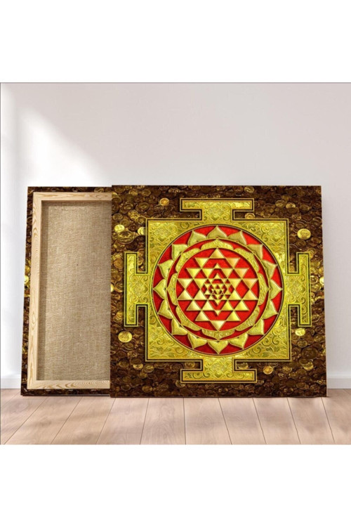 Sri Yantra Yaşam Çiçeği Temalı Kanvas Tablo Bolluk Bereket Şans Doğurganlık