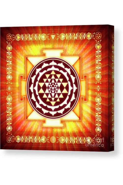 Sri Yantra Yaşam Çiçeği Temalı Kanvas Tablo Bolluk Bereket Şans Doğurganlık