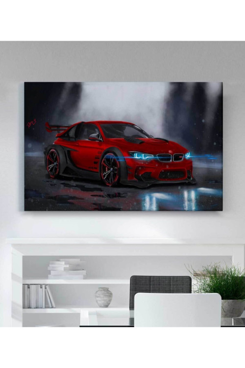 Neon Bmw Araba Kanvas Tablo