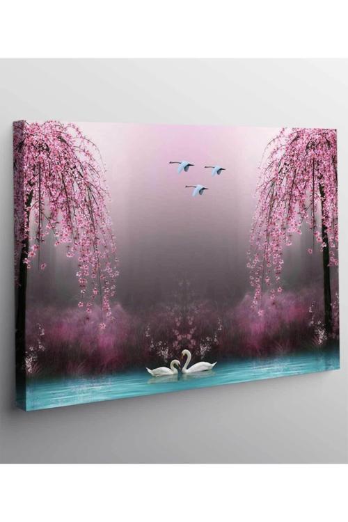 Pembe Çiçekli Kanvas Tablo