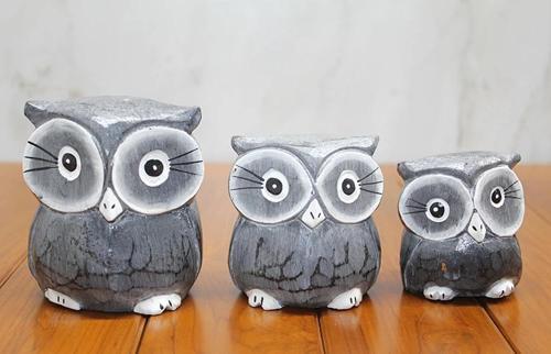 MDB Ahşap 3'lü Baykuş Seti Model 2