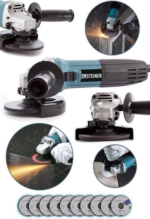 Alman 2400 Watt Profesyonel Avuç İçi Spiral Taşlama Makinesi 125 Mm + 10 Disk