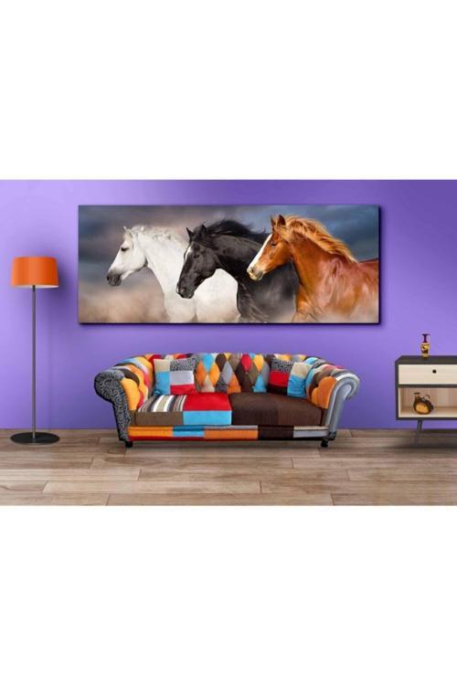 At Resimli Ev, Oturma Odası, Yatak Odası Dekorasyonu Kanvas Tablo