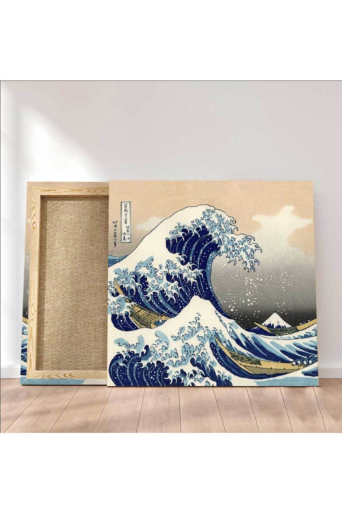 Hokusai Kanagawa'da Büyük Dalga (kare) Kanvas Tablo