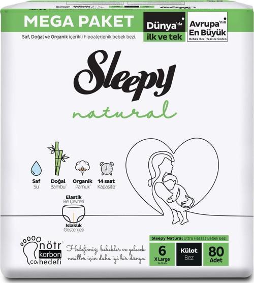 Natural Külot Bebek Bezi 6 Numara XL 80 Adet