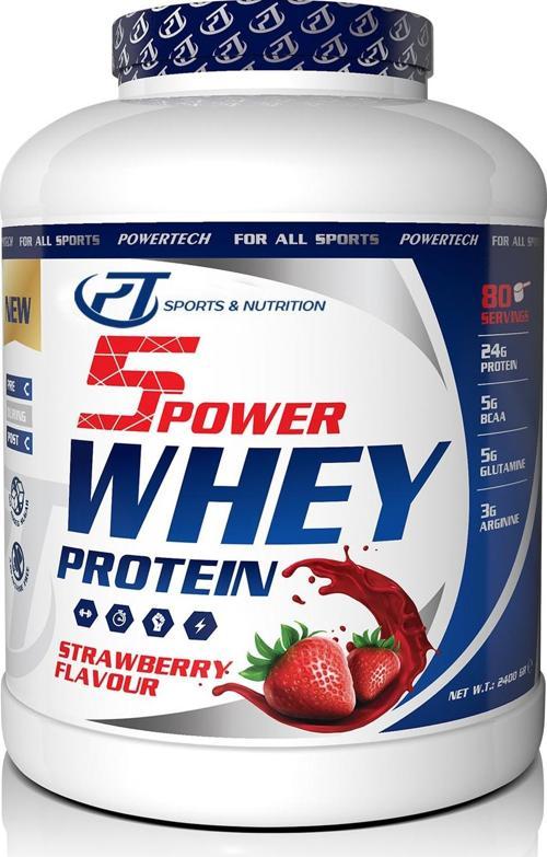 5Power Whey Protein 2400g Çilek Aromalı Protein Tozu