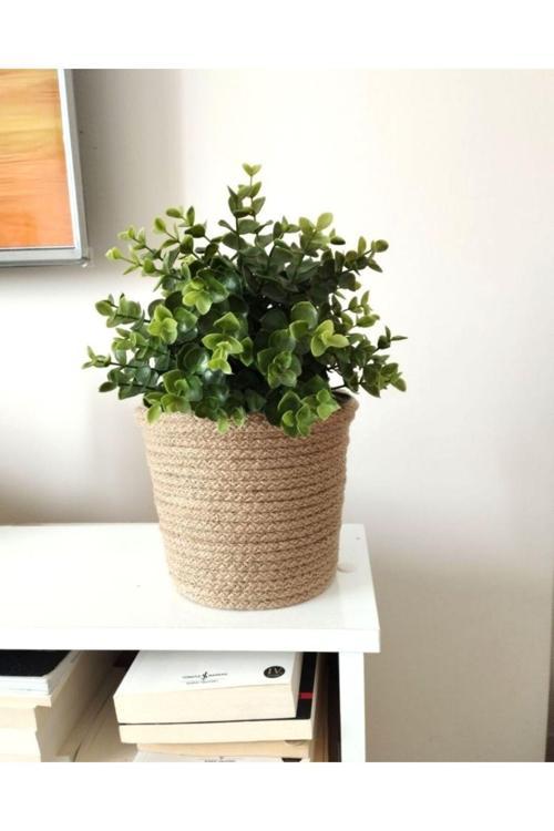 Çiçek Dikilebilir Hasır Görünümlü Saksı