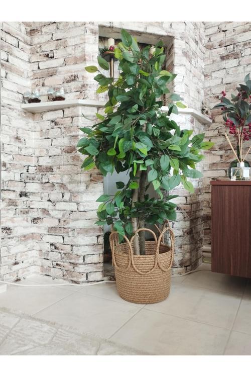 25X20 Hasır Bambu Dekoratif Sepet Saksılık