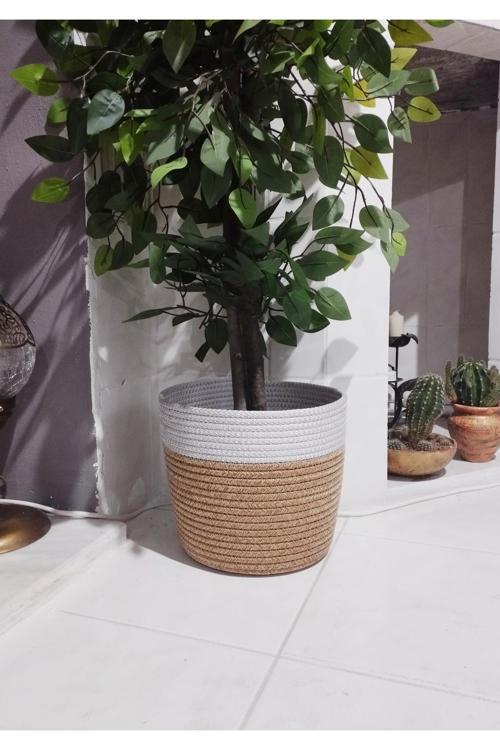 25X20 Hasır Bambu Sepet Saksılık Düzenleyici Sepet