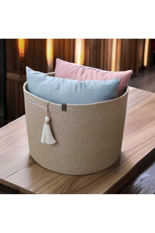 40X25 Cm Düzenleyici Hasır Sepet Dekoratif Sepet Saksılık Çamaşır Sepeti Hediyelik Sepet