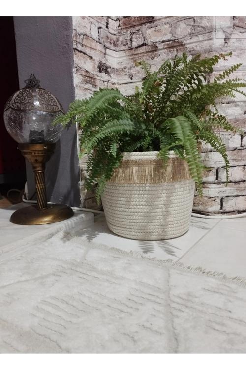 25X20 Püsküllü Bohem Düzenleyici Sepet Saksılık Hediyelik Sepet