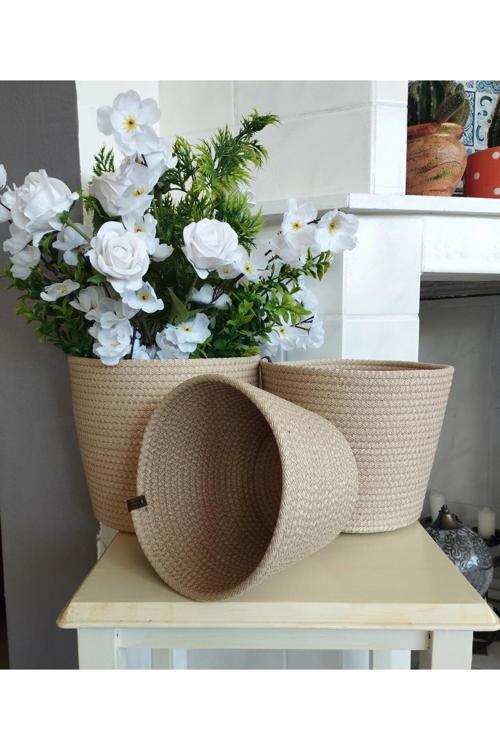 3 Adet Çok Amaçlı Sepet Saksılık Düzenleyici Hediyelik Sepet