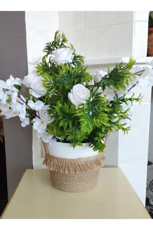 20X18 Hasır Püsküllü Sepet Saksılık Düzenleyici Hediyelik Saksı