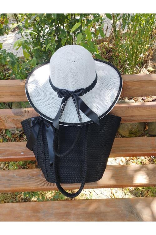 Günlük Tatil Plaj Çanta Şapka İkili Takım