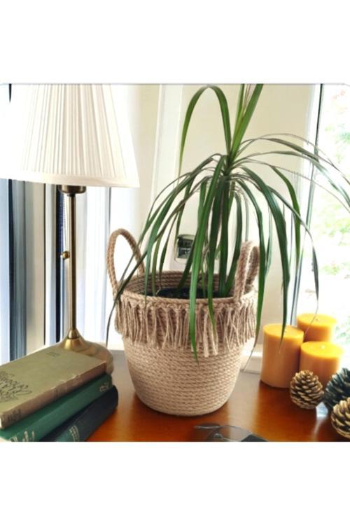 Hasır Jüt Sepet Dekoratif Sepet Hediye Sepeti Saksılık Düzenleyici