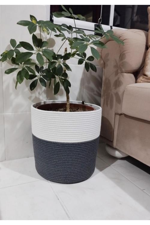 Antrasit,Ekru Düzenleyici Sepet Saksılık Hediyelik Sepet Organizer Banyo Sepeti Çamaşır Sepeti