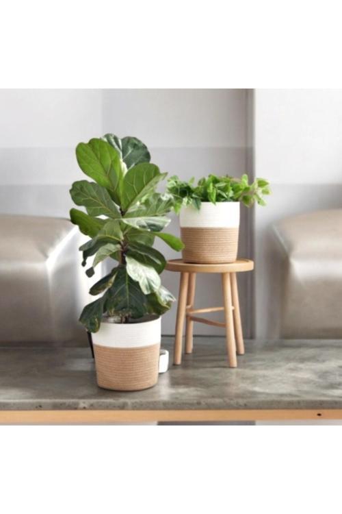 2 Adet Çok Amaçlı Hasır Sepet Saksılık Hediyelik Sepet Organizer Banyo Sepeti Havluluk