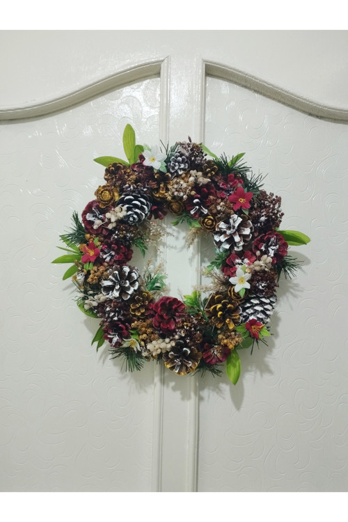 Özel Tasarım Yılbaşı Kozalak Hediyelik Kapı Duvar Süsü