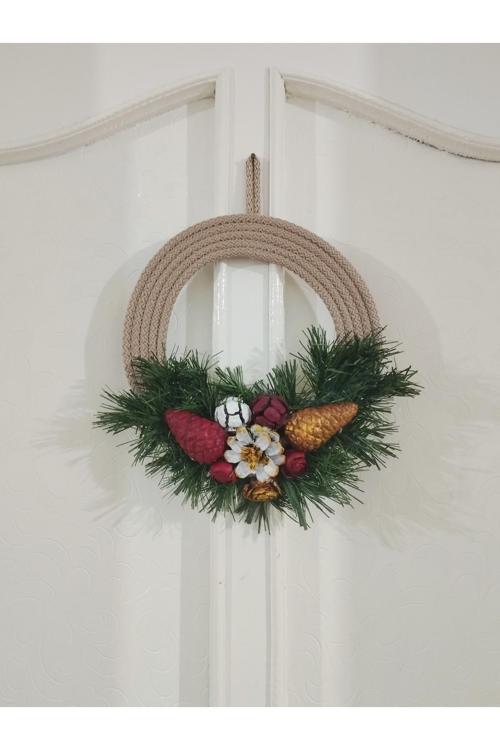 Kozalak Garland Hediyelik Yılbaşı Yeni Yıl Kapı Duvar Süsü