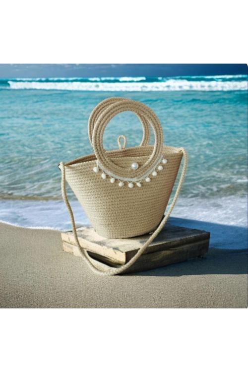 Tüm Sezonlar Bohem Ponponlu Çanta.Omuz ,Plaj Günlük Çanta