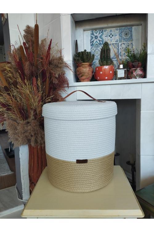 30X30 Kapaklı Depolama Sepeti Hediyelik Sepet Oyuncak Sepeti Çamaşır Sepeti