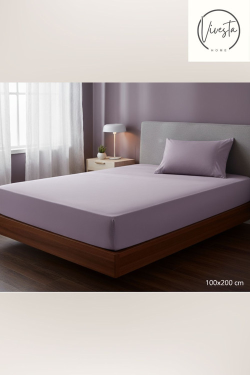 100×200 Cm Lila Lastikli Çarşaf Seti – Tek Kişilik, Yumuşak Ve Dayanıklı Kumaş