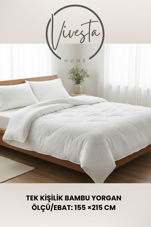 %100 Bambu Yorgan 155X215 Cm | Doğal, Nefes Alabilir, Anti-Alerjik, Dört Mevsim Kullanım