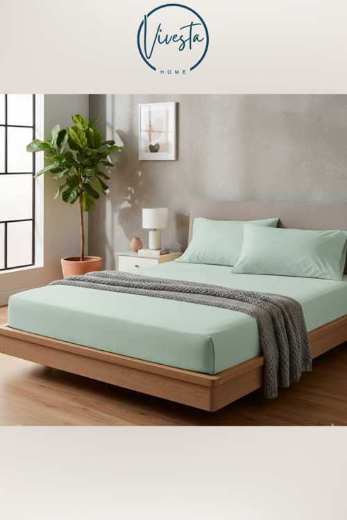 Mint Yeşili 180X200 Çift Kişilik Lastikli Çarşaf Seti | 2 Yastık Kılıfı Dahil