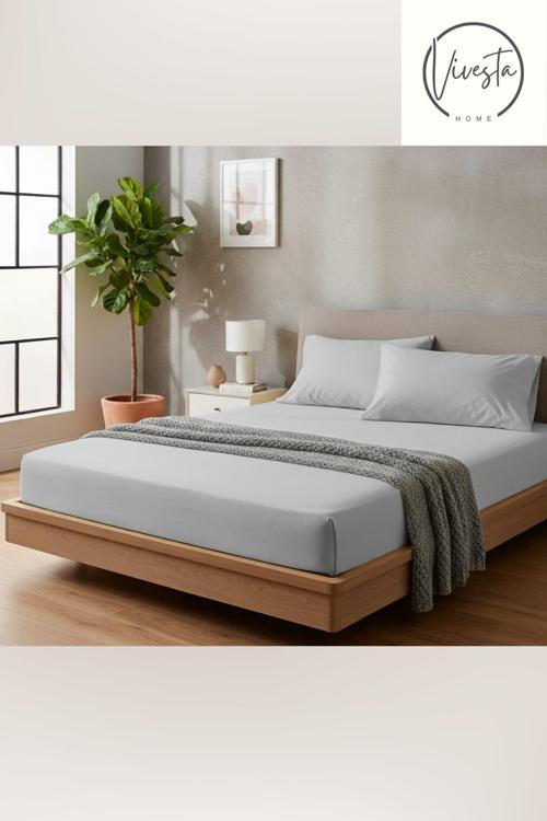 Açık Gri 160X200 Çift Kişilik Lastikli Çarşaf Seti | 2 Yastık Kılıfı Dahil | Şık Ve Konforlu Tasarım