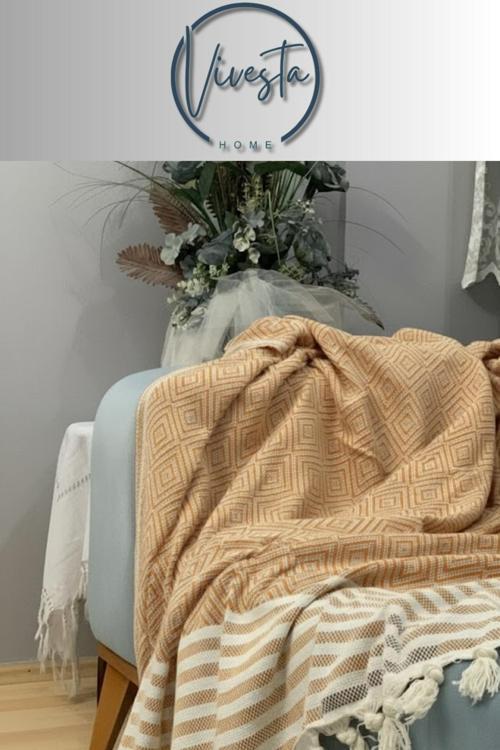 Pamuk Kumaş Püsküllü Koltuk Örtüsü 170X210 Cm – Yumuşak Dokulu, Şık Ve Dekoratif Kanepe Şalı