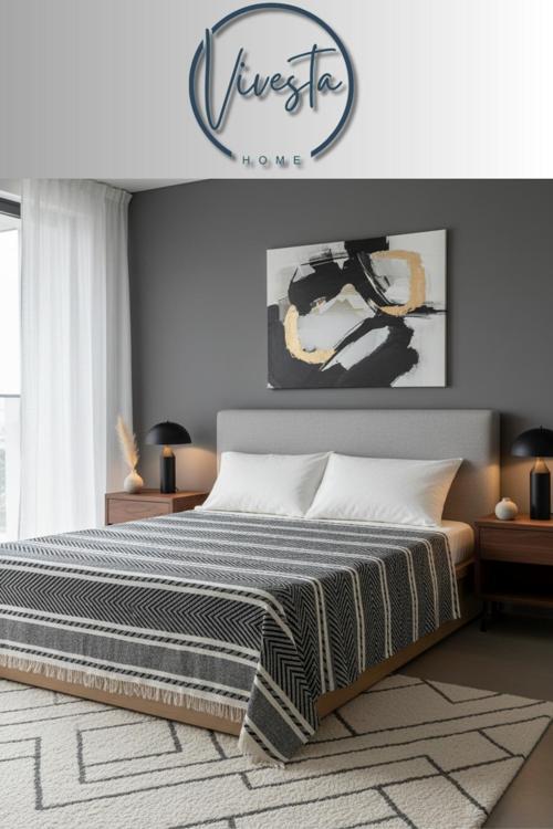 %100 Pamuk Saçaklı Tek Kişilik Yatak Örtüsü 160X220 – Şık Ve Modern Tasarım