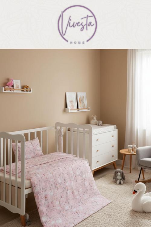 Pembe Renkli Hayvan Desenli %100 Pamuk Bebek Pike Seti – Yumuşak, Antialerjik Ve Nefes Alan Kumaş