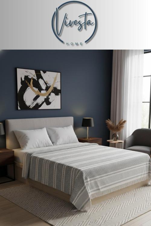 %100 Pamuk Saçaklı Tek Kişilik Yatak Örtüsü 160X220 – Şık Ve Modern Tasarım