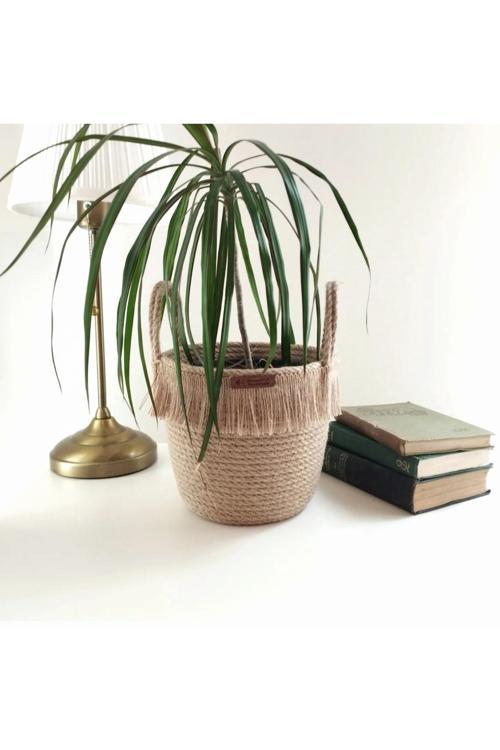 22X20 Hasır Jüt Sepet Düzenleyici Sepet Saksılık Hediyelik Sepet