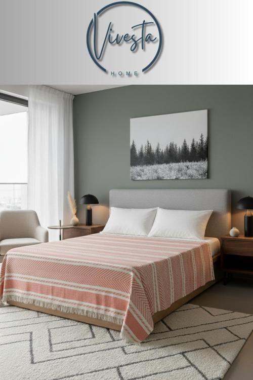 %100 Pamuk Saçaklı Tek Kişilik Yatak Örtüsü 160X220 – Şık Ve Modern Tasarım