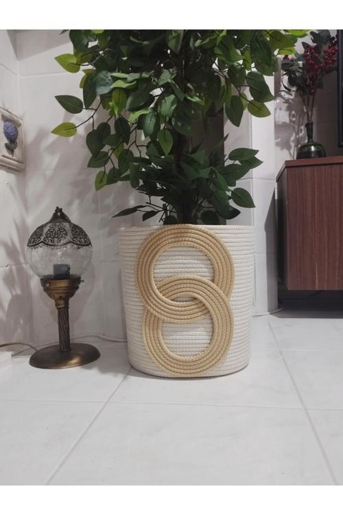 30X30 Sonsuzluk Model Dekoratif Sepet Saksılık Çamaşır Battaniye Sepeti