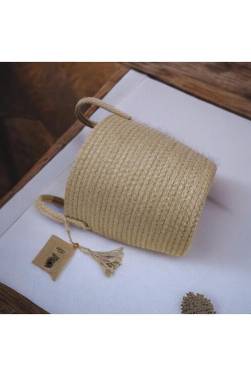 24X22 Hasır Jüt Sepet Saksılık Düzenleyici Hediyelik Sepet Organizer Banyo Sepeti Çiçeklik