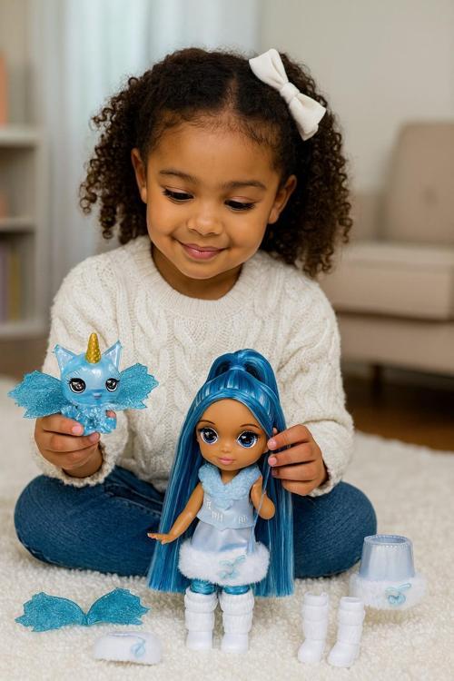 Kanatlı Mini Rainbow High Littles Gökkuşağı Perisi Bebeği Sapphire Bradshaw Oyuncak Seti Maviş Bebek - 14 CM