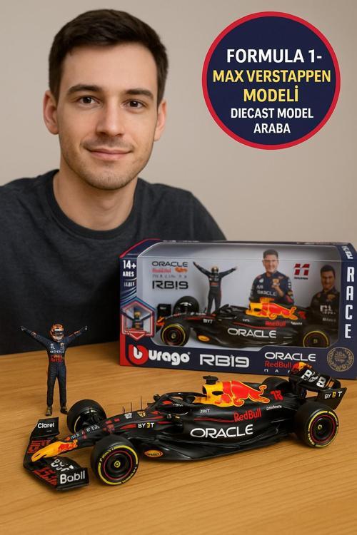 1:24 Formula 1 Red Bull RB19 Max Verstappen Metal Model Araba Gerçekçi Koleksiyon Ürünü