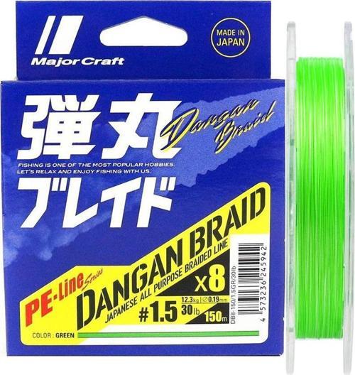 Dangan Braid 8X İp Misina PE 1.5 0.19mm 30lb/12.3kg 150mt Yeşil