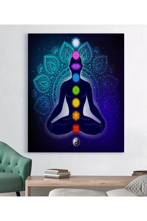 Hint Buda Meditasyon 7 Çakra Yoga Spor Kanvas Tablo