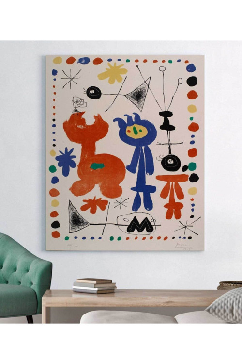 Kanvas Tablo Joan Miro Personnage Et Oiseaux Kanvas Tablo