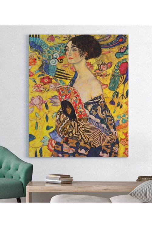 Gustav Klimt Lady With Fan Kanvas Tablo