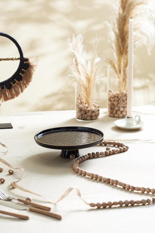 Calvin Ayaklı Servis Tabağı 23 Cm Siyah