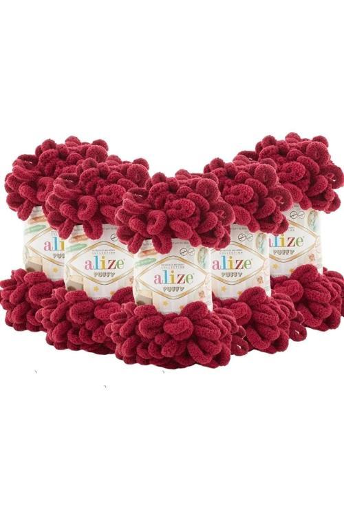 Puffy 5'Li Paket (5X100Gr) El Örgü Ipi (107 Vişne)