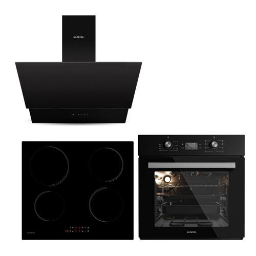 Siyah İndüksiyon Ocaklı Ankastre Set