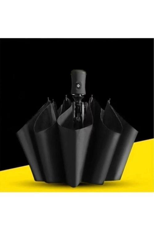 Siyah 8 Telli Rüzgarda Kırılmayan Şemsiye